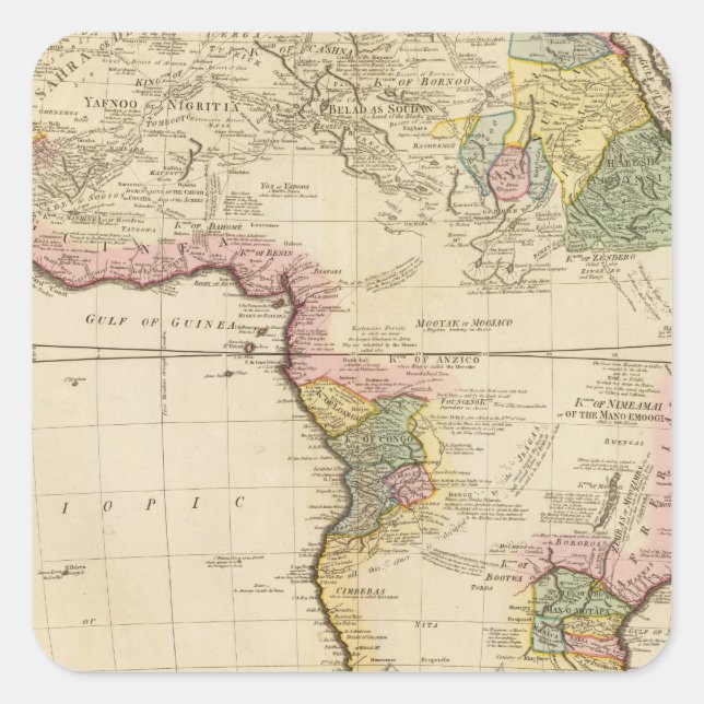 Pegatina Cuadrada Mapa de África (Anverso)