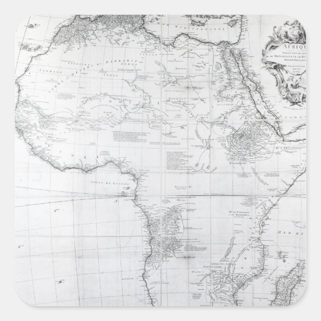 Pegatina Cuadrada Mapa de África (Anverso)