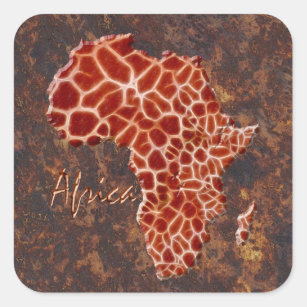 Pegatina Cuadrada Mapa de África, el continente oscuro