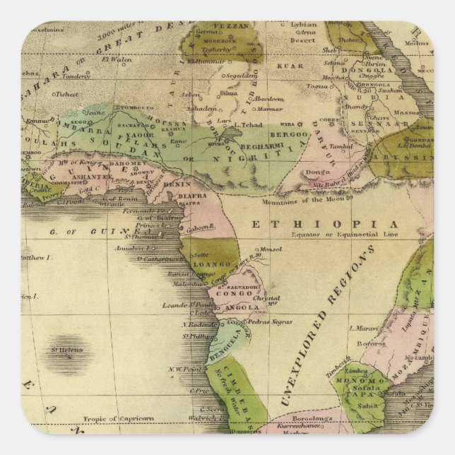 Pegatina Cuadrada Mapa de África Olney (Anverso)