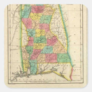 Pegatina Cuadrada Mapa De Alabama