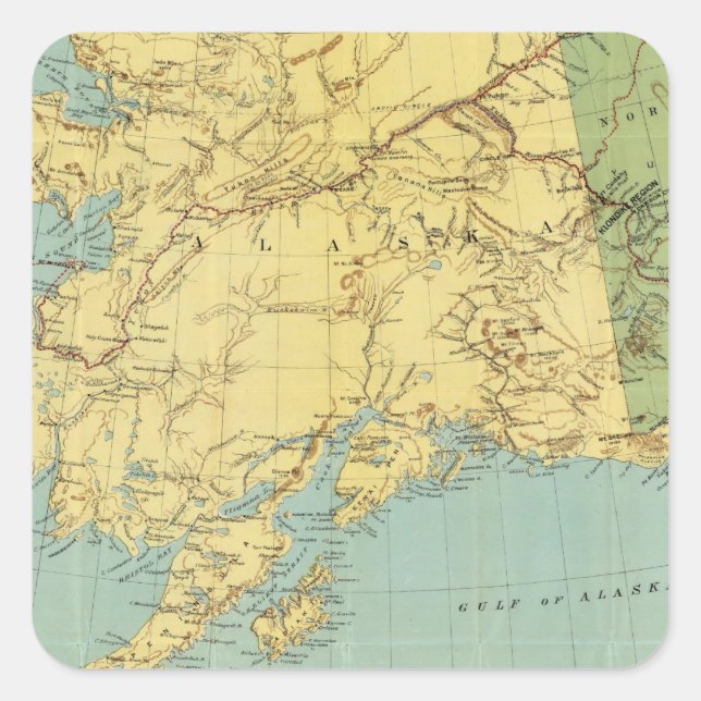 Pegatina Cuadrada Mapa de Alaska de Rand McNally (Anverso)