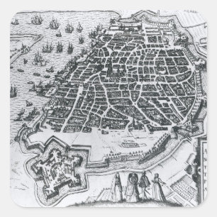 Pegatina Cuadrada Mapa de Amberes, 1598