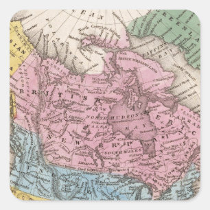 Pegatina Cuadrada Mapa de América del Norte 2