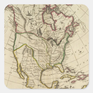 Pegatina Cuadrada Mapa de América del Norte 2