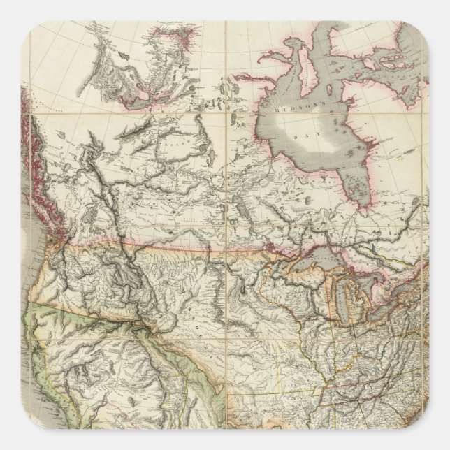 Pegatina Cuadrada Mapa de América del Norte 4 (Anverso)