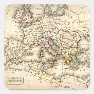 Pegatina Cuadrada Mapa de Antquie de romano antiguo