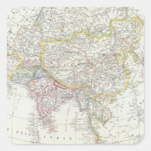 Pegatina Cuadrada Mapa de Asia