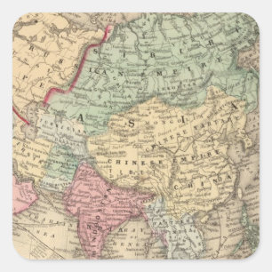 Pegatina Cuadrada Mapa de Asia de Mitchell