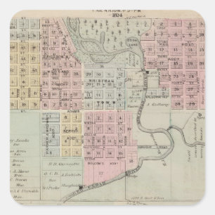 Pegatina Cuadrada Mapa de Austin, condado del cortacéspedes,