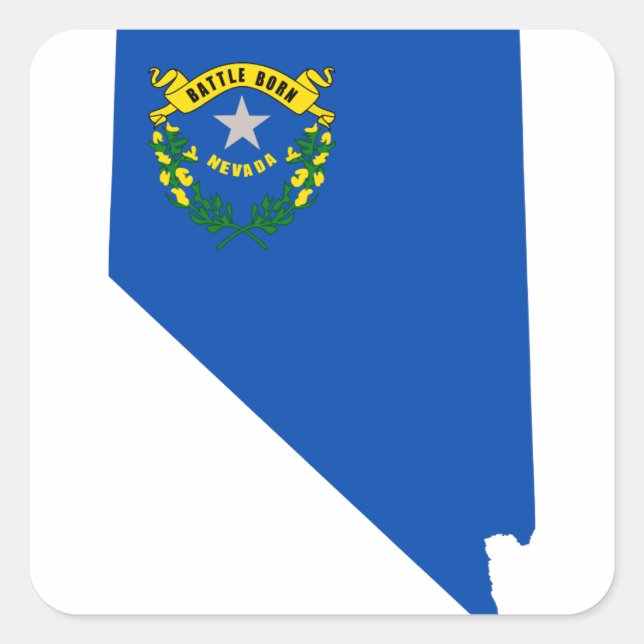 Pegatina Cuadrada Mapa De Bandera De Nevada (Anverso)