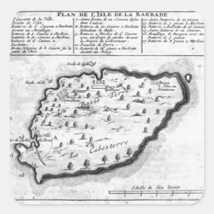 Pegatina Cuadrada Mapa de Barbados
