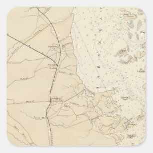 Pegatina Cuadrada Mapa de Barnegat Bay a Tuckerton