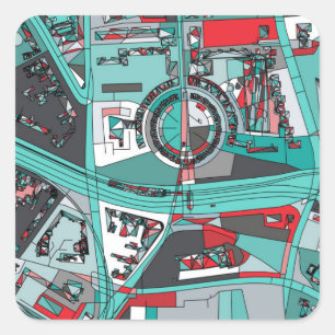 Pegatina Cuadrada Mapa de Berlín, Alemania