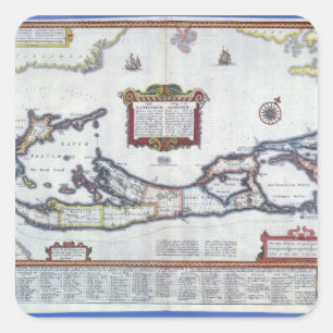 Pegatina Cuadrada Mapa de Bermudas