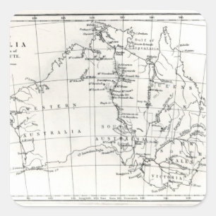 Pegatina Cuadrada Mapa de bosquejo de Australia