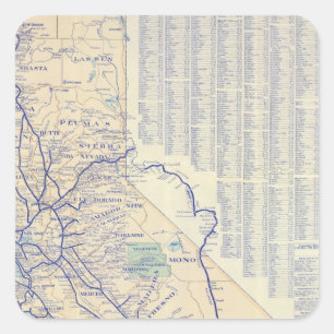 Pegatina Cuadrada Mapa de California 4