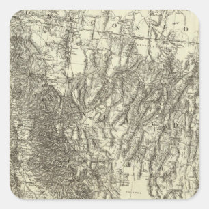 Pegatina Cuadrada Mapa de California y de Nevada