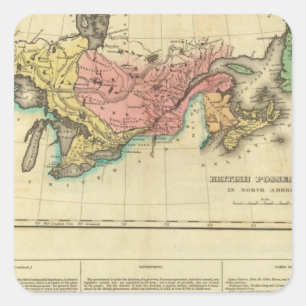 Pegatina Cuadrada Mapa De Canadá Superior E Inferior