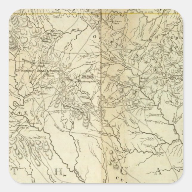 Pegatina Cuadrada Mapa de Carolina del Sur y del Norte (Anverso)