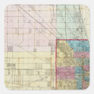 Pegatina Cuadrada Mapa de Chicago
