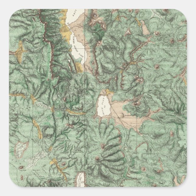 Pegatina Cuadrada Mapa de Clasificación de Tierras de Nevada (Anverso)