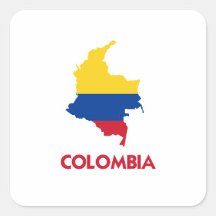 PEGATINA CUADRADA MAPA DE COLOMBIA