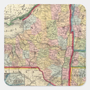 Pegatina Cuadrada Mapa De Condados De Los Estados De Nueva York