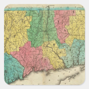 Pegatina Cuadrada Mapa de Connecticut