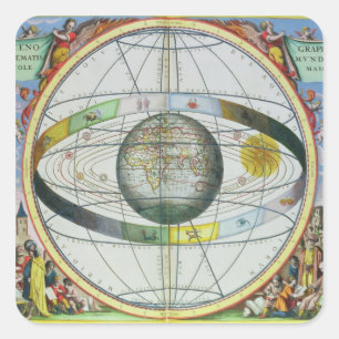 Pegatina Cuadrada Mapa de constelaciones cristianas, 'del Celesti