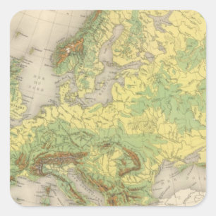 Pegatina Cuadrada Mapa de contorno de Europa