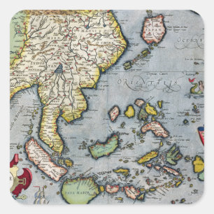 Pegatina Cuadrada Mapa de cosecha   India a Nueva Guinea