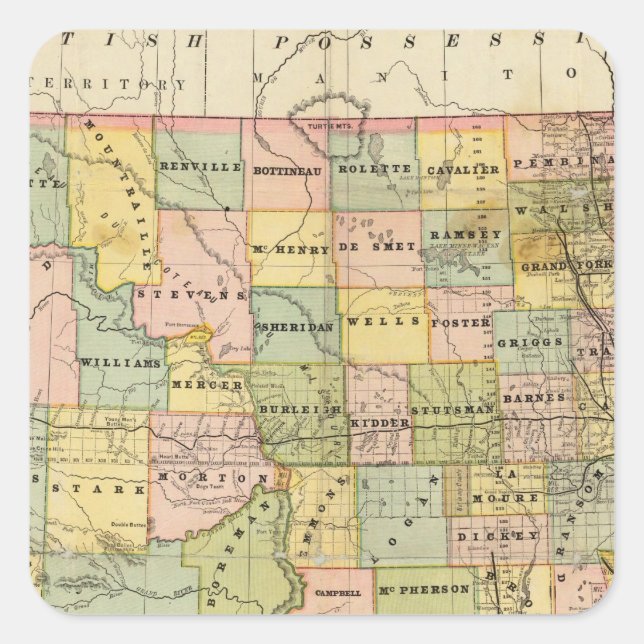 Pegatina Cuadrada Mapa de Dakar (Anverso)