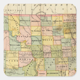 Pegatina Cuadrada Mapa de Dakota