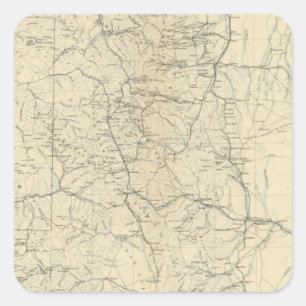 Pegatina Cuadrada Mapa de drenaje de Colorado