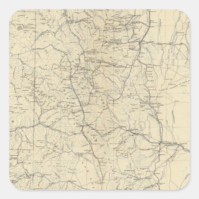 Pegatina Cuadrada Mapa de drenaje de Colorado (Anverso)