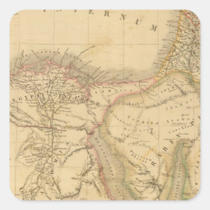 Pegatina Cuadrada Mapa de Egipto, Palestina y Arabia