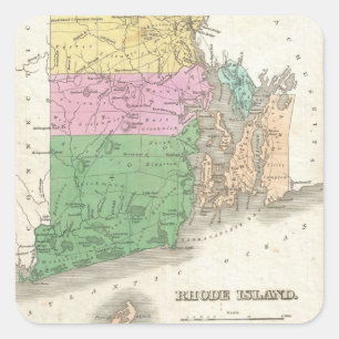 Pegatina Cuadrada Mapa de época de la isla de Roda (1827)