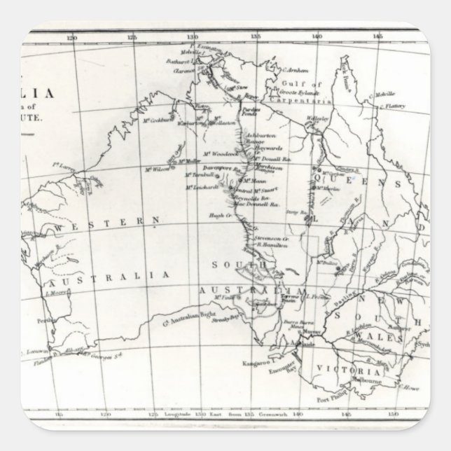 Pegatina Cuadrada Mapa de esbozos de Australia (Anverso)