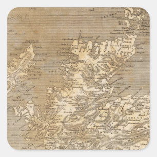 Pegatina Cuadrada Mapa de Escocia por Arrowsmith