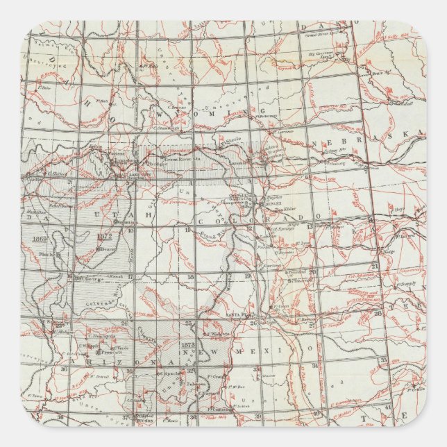 Pegatina Cuadrada Mapa de esqueletos (Anverso)