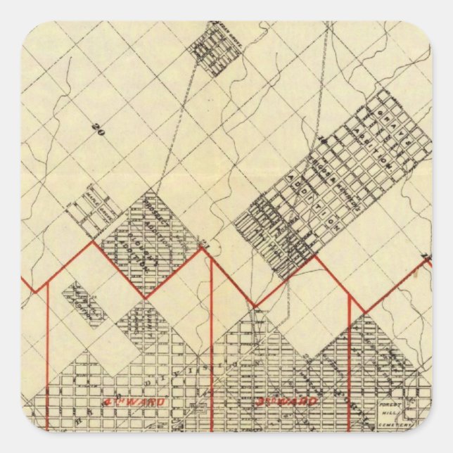 Pegatina Cuadrada Mapa de esquema de Duluth y los suburbios (Anverso)