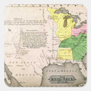 Pegatina Cuadrada Mapa de Estados Unidos