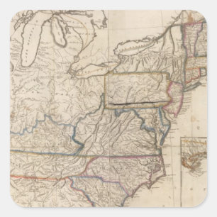 Pegatina Cuadrada Mapa de Estados Unidos
