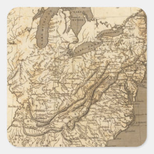 Pegatina Cuadrada Mapa de Estados Unidos por Arrowsmith
