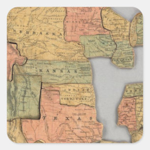 Pegatina Cuadrada Mapa de Estados Unidos y Canadá