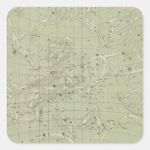 Pegatina Cuadrada Mapa de estrella