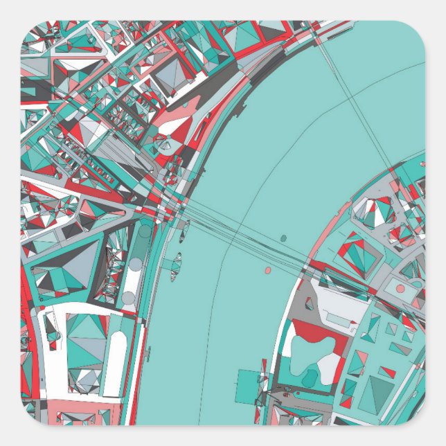 Pegatina Cuadrada Mapa de estructuras de Londres (Anverso)