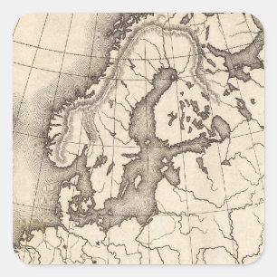 Pegatina Cuadrada Mapa de Europa