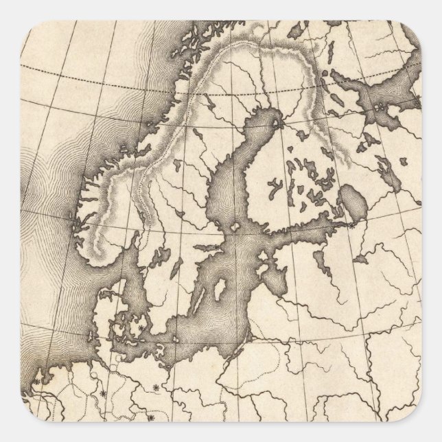 Pegatina Cuadrada Mapa de Europa (Anverso)